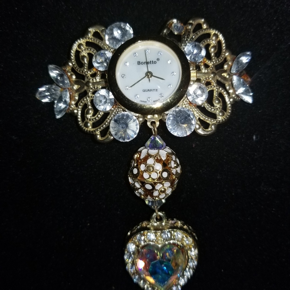 Dangle Clock Brooch - Picture 3 of 5